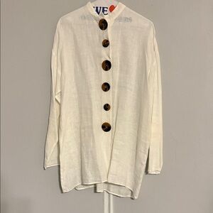 White linen top with button detail